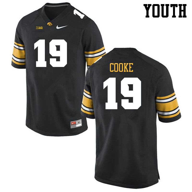 Youth #19 Gaven Cooke Iowa Hawkeyes College Football Jerseys Sale-Black